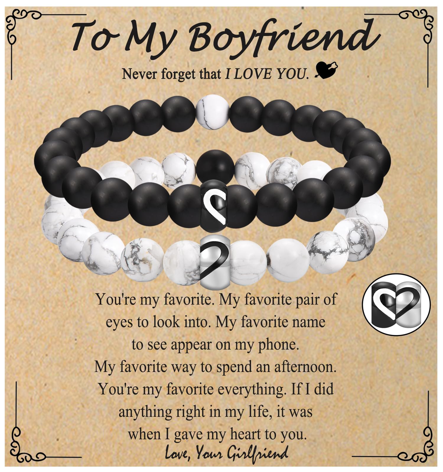 OAVOOK Matching Bracelets for Couples Gifts for His And Her Long Distance Relationship Bracelets Birthday Anniversary Christmas Gifts for Men, Women,