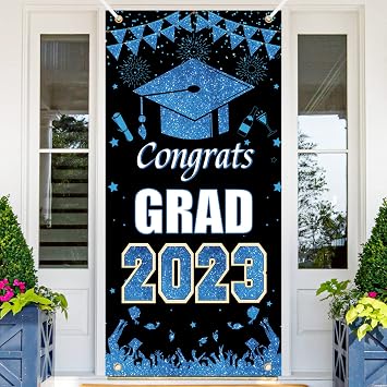 Graduation Party Decorations 2023, Congrats Grad Banner, Blue, 73x37 Inch