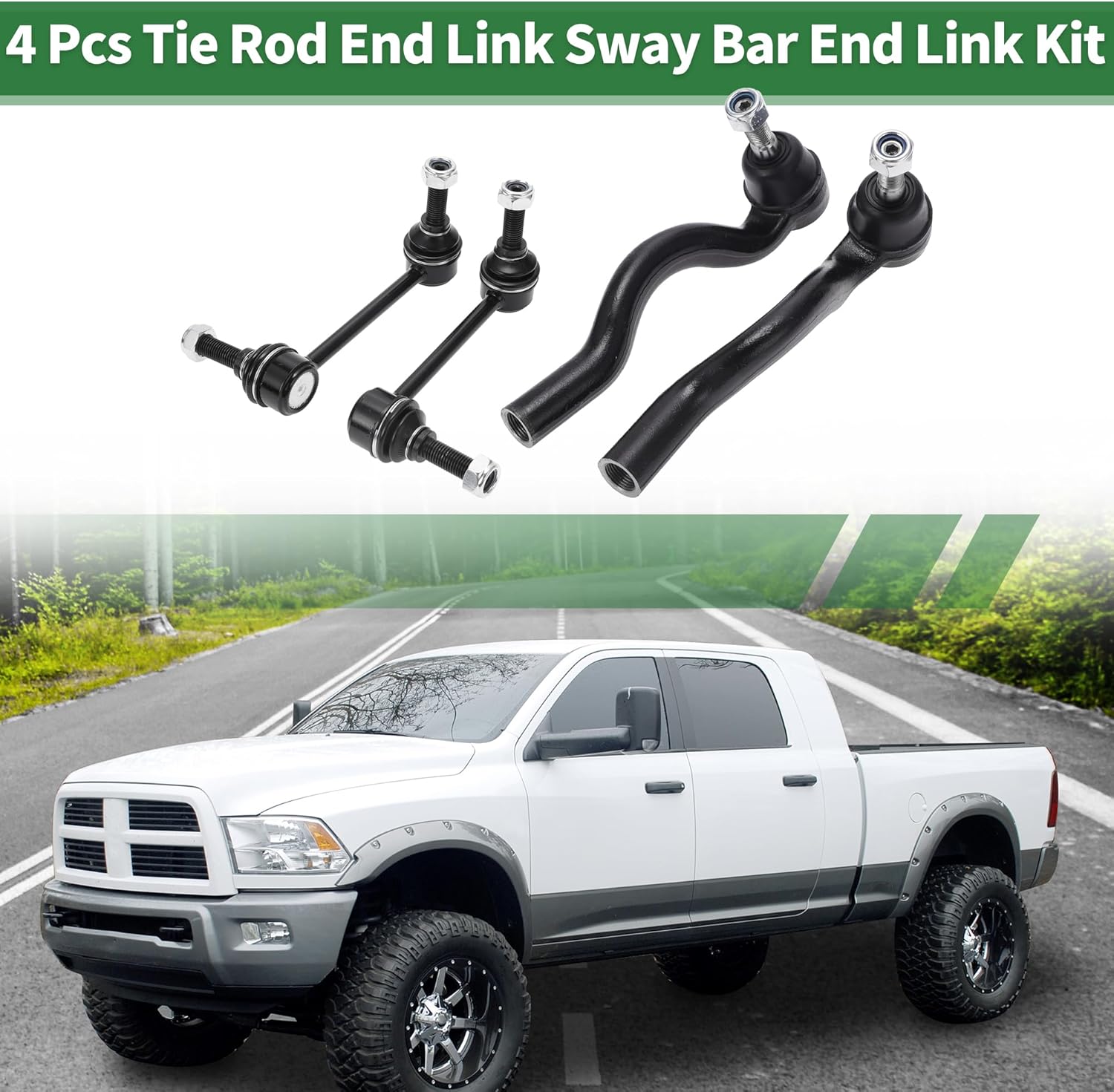 X AUTOHAUX 4pcs Front Suspension Kit Outer Tie Rod End Front Sway Bar Link for Jeep Grand Cherokee 2011-2015 for Dodge Durango 2011-2015 No.ES800973/K750578/K750579