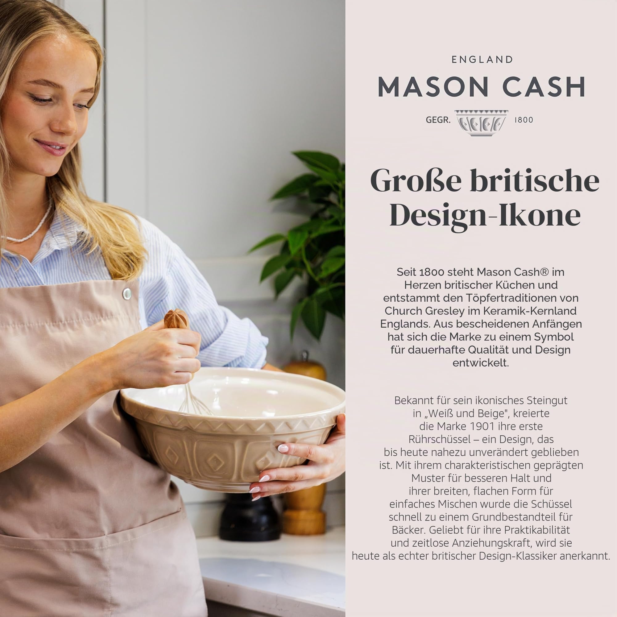 Rührschüssel, von Rayware Mason Cash Cane, porzellan, beige, 2.7 Litre/26 cm