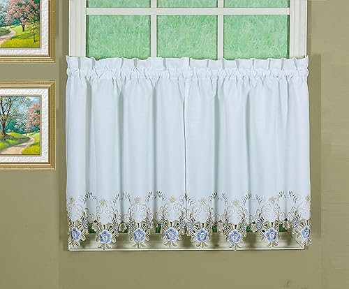 Vista 105 de Today's Curtain Verona - Persiana bordada inversa, 63 pulgadas, color crudo/antiguo