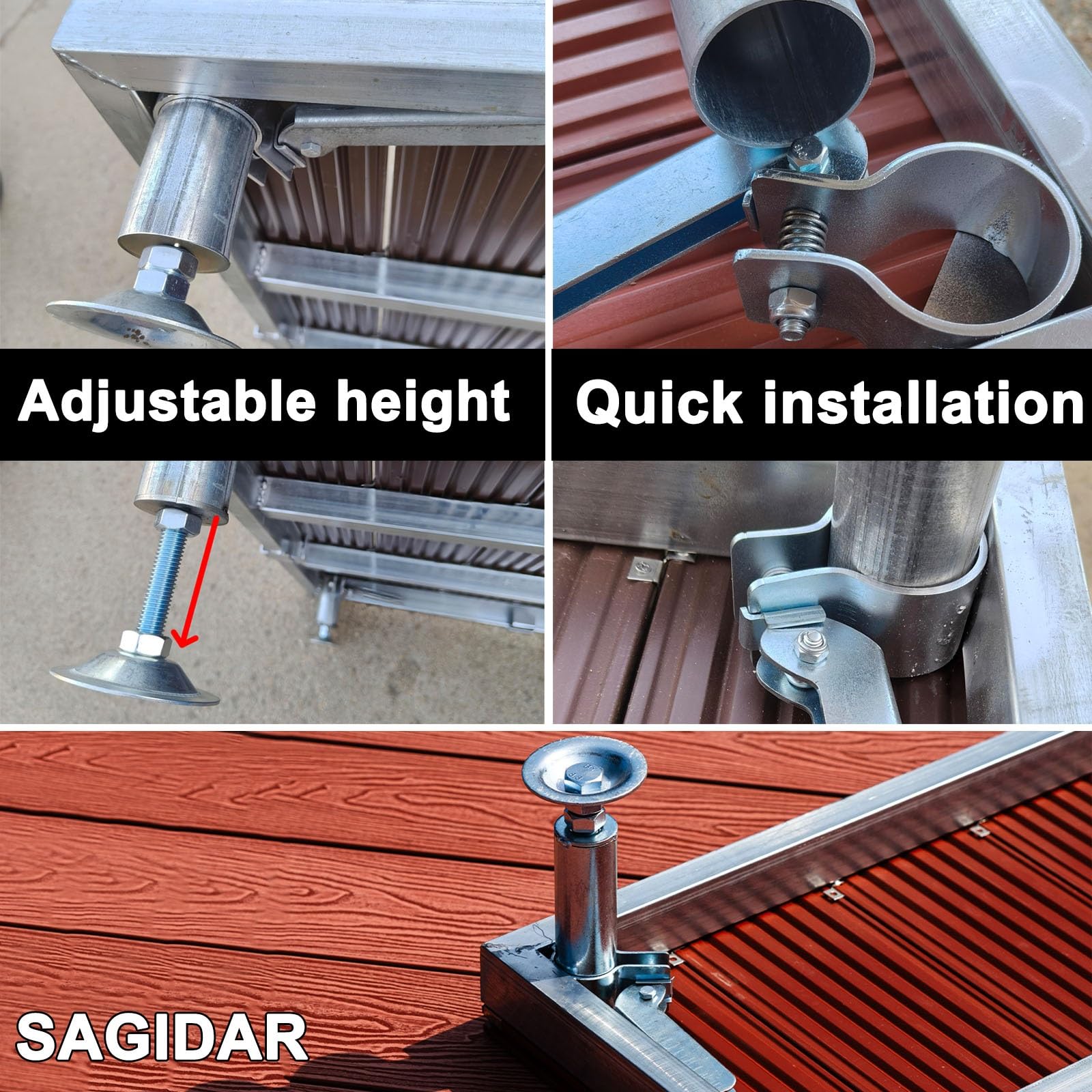 Piattaforma Da Patio Esterno Modulare Con Telaio Regolabile In Altezza