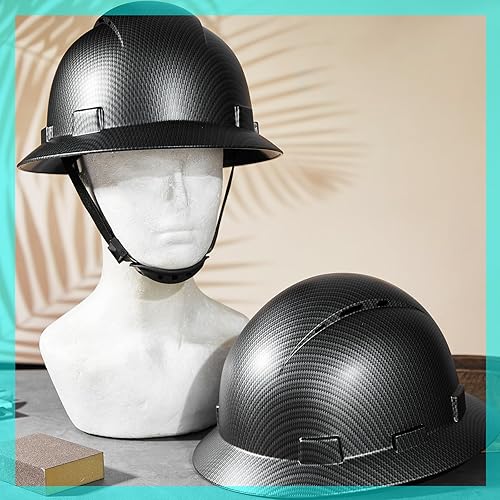 Miniatura 7 de Suhine 4 cascos de seguridad de fibra de carbono de ala completa, ventilado, con suspensión de trinquete de 6 puntos, banda acolchada para el sudor,