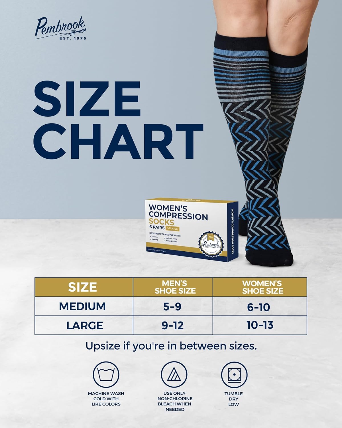 Pembrook Light Compression Socks for Women - 6 Pairs | 8-15 mmHg Cotton Compression Socks Women | Circulation Support - Image 7