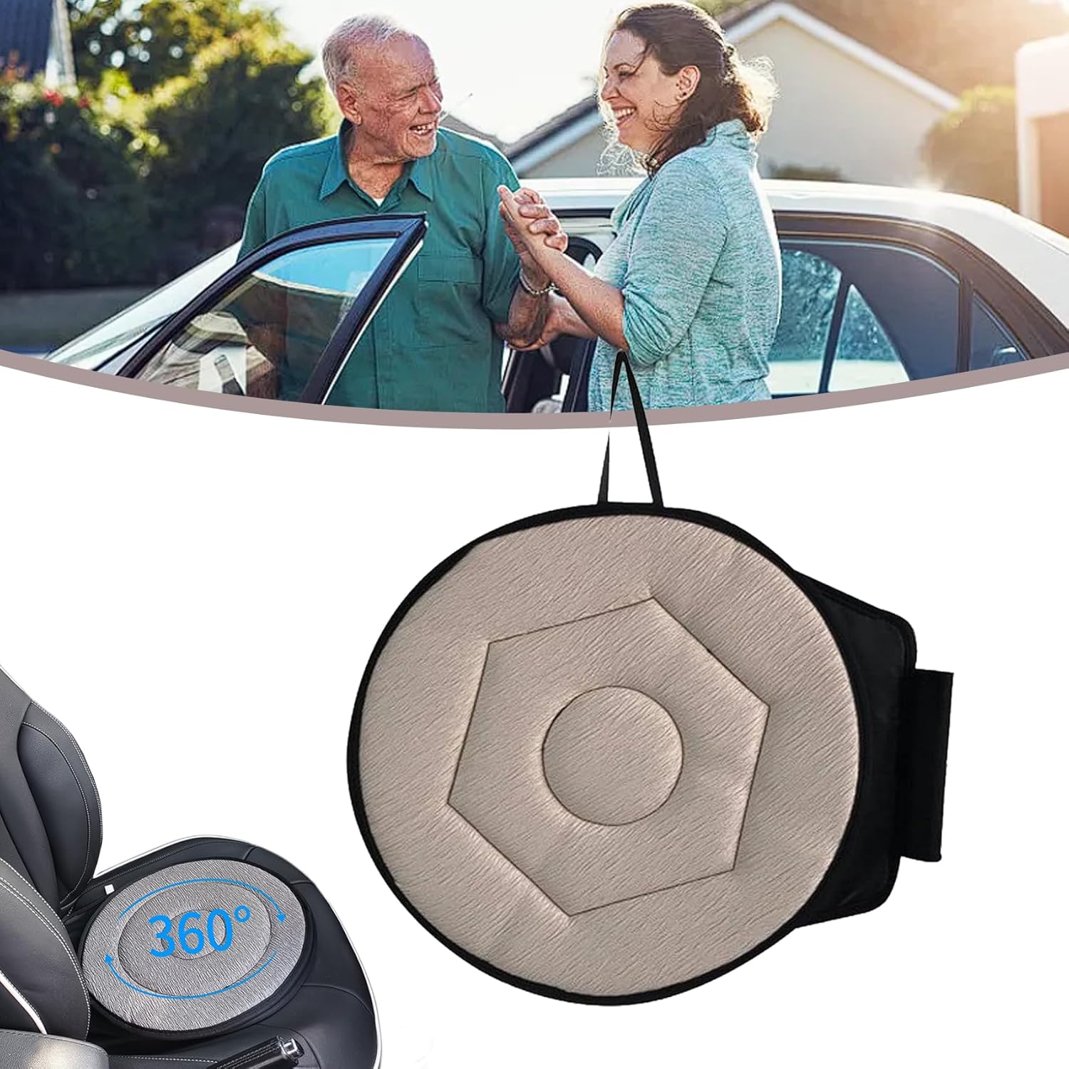 Firtideti 360u00b0 Rotating Seat Cushion For Car, 2024 New 360 Degrees Elderly Support