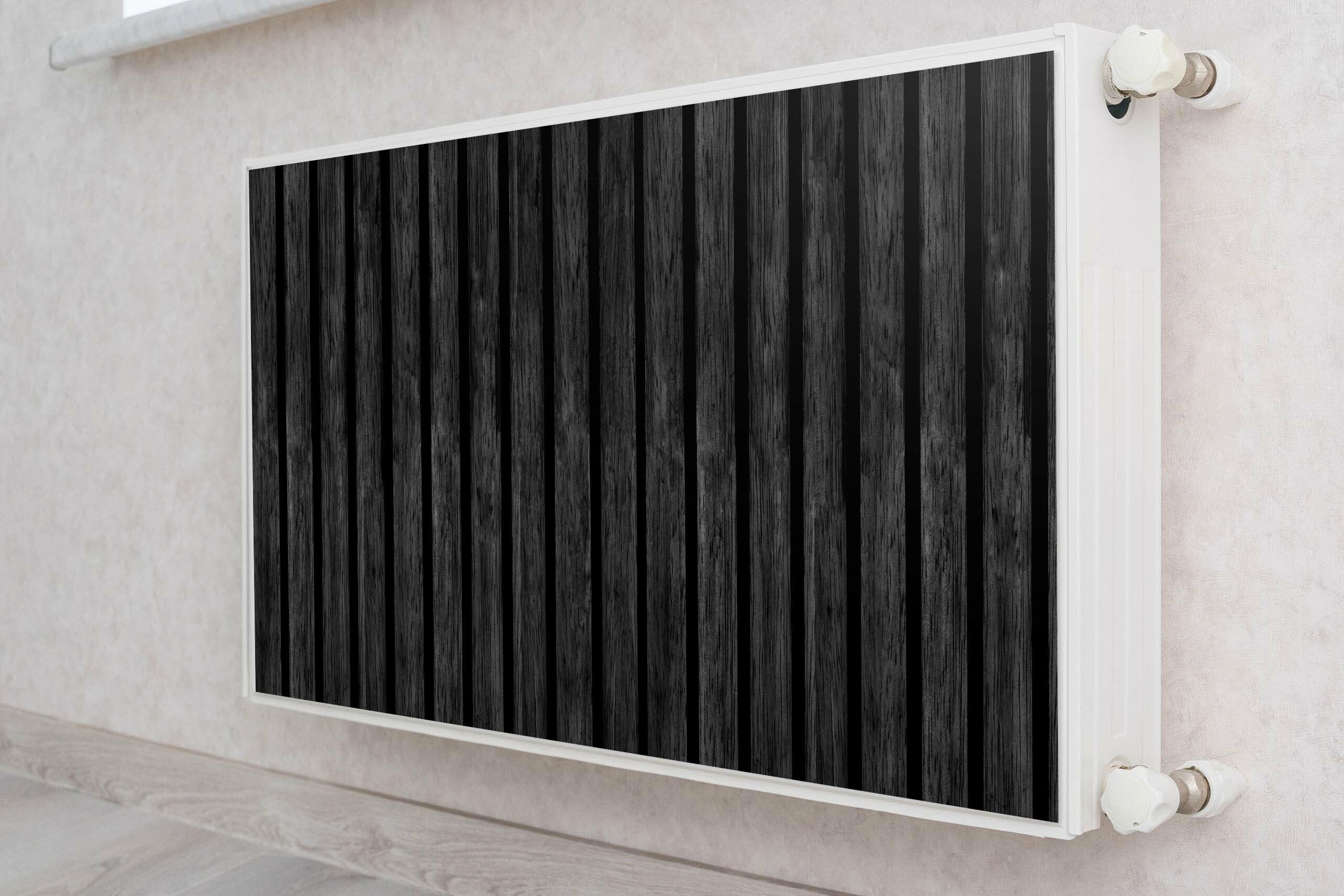 Muralo Osłona grzejnika, magnetyczna osłona grzejnika do grzejników panelowych ze stali lub blachy – bezzapachowa i bezpieczna dla zdrowia – czarne listwy drewniane szer. 100 cm x wys. 60 cm