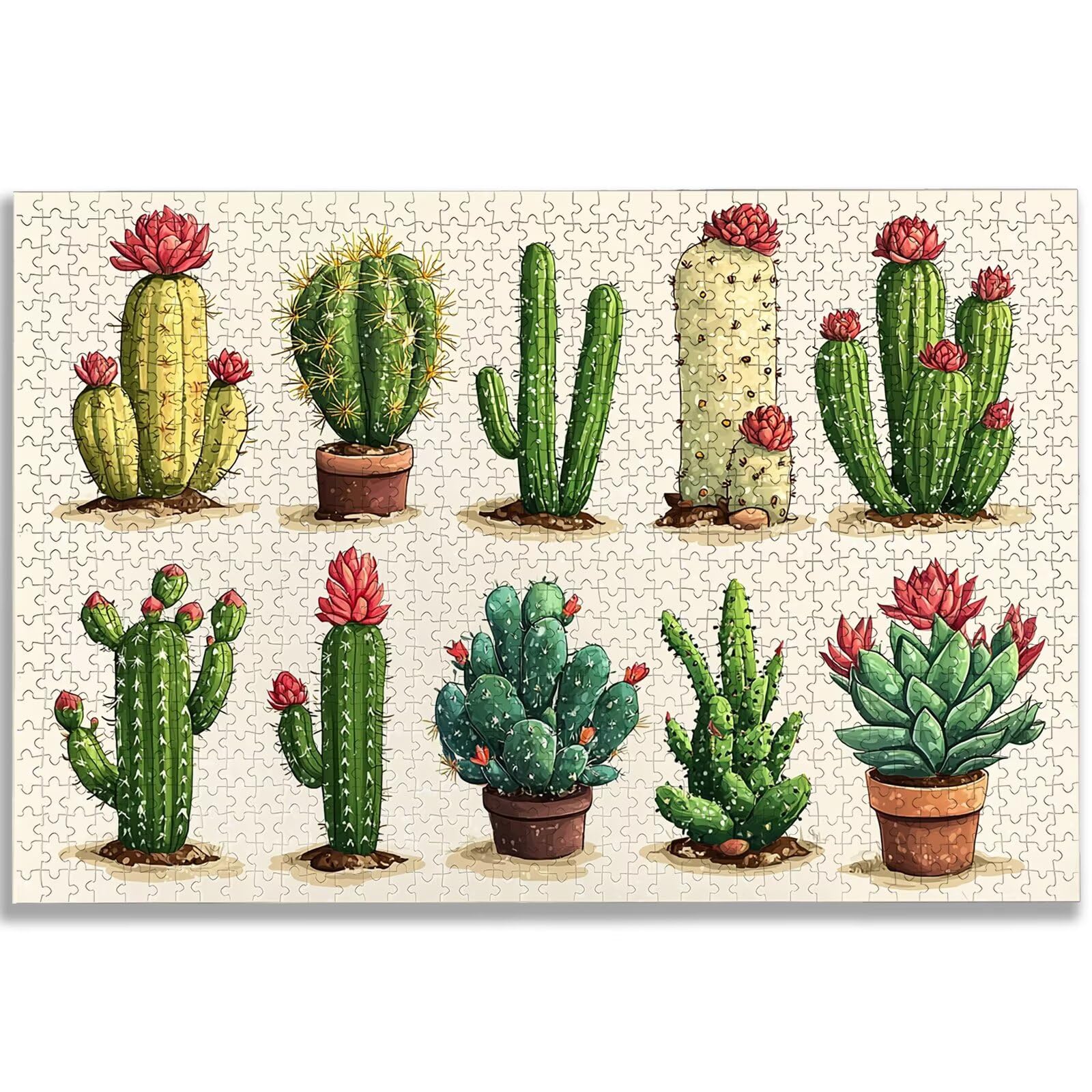 Puzzle 5000 elementów, kaktus puzzle dla dorosłych, 5000 elementów, drewniane puzzle dla dorosłych, trudne puzzle dla całej rodziny, drewniane puzzle do dekoracji salonu, na prezent, 3144