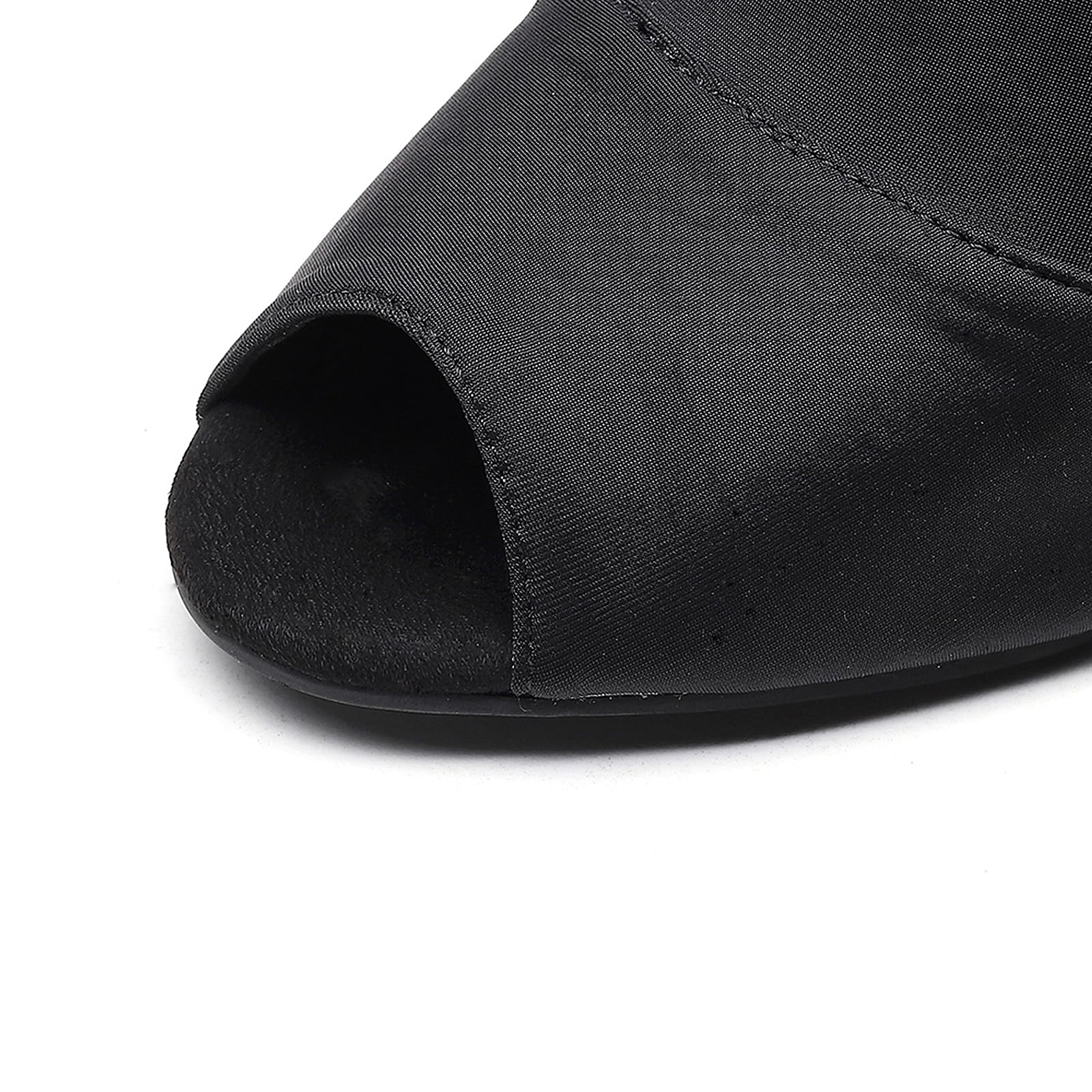 SWDZM Scarpe da Ballo Stivaletto Latino Donna Punta Aperta | Tessuto raso elastico con zip posteriore,suola in gomma antiscivolo resistente,ideale per danza, spettacoli serate di gala.
