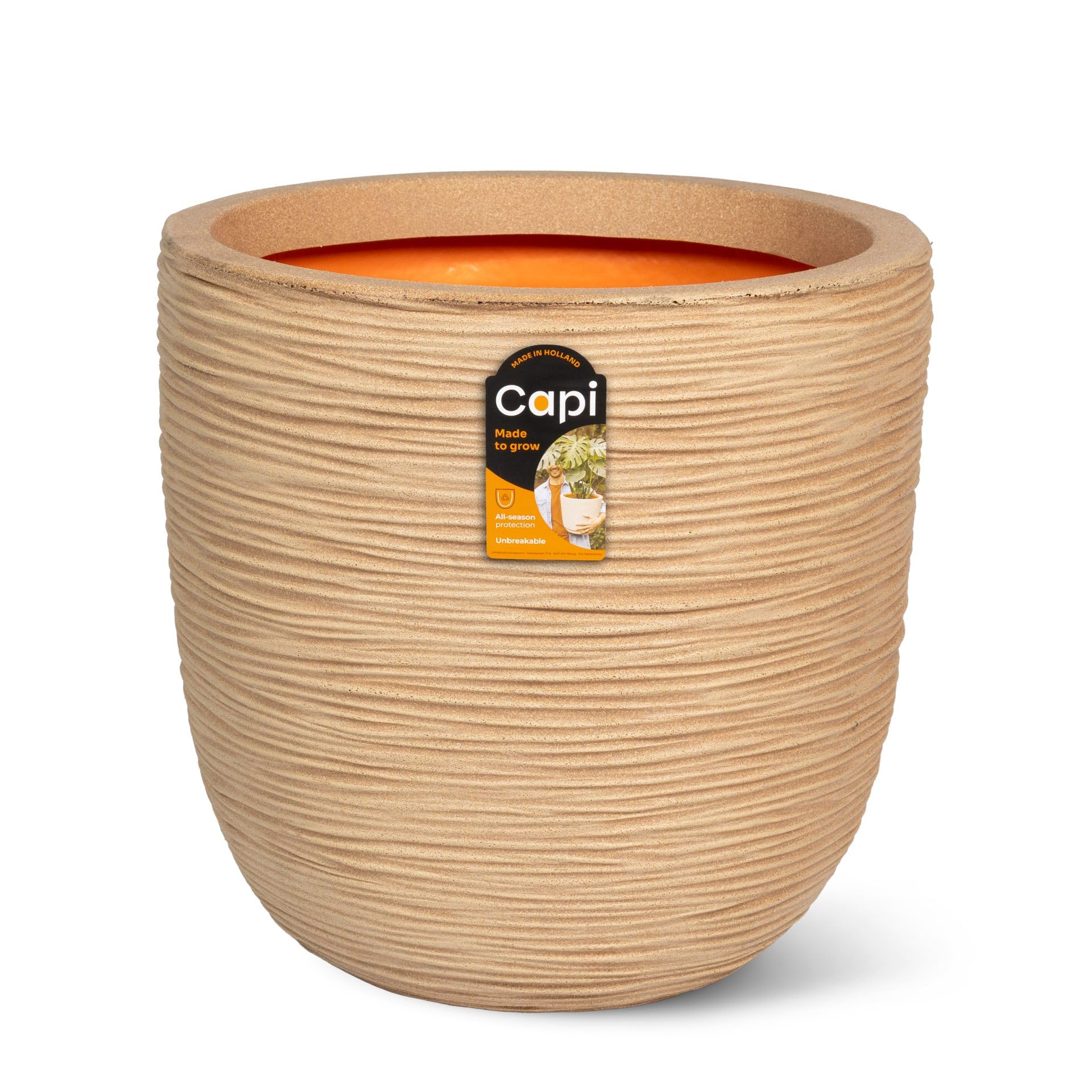 CAPI EUROPE - Pot Ball Rib NL - 55x53 - Terra - Planter for indoor and outdoor use - Shatterproof - KTER935