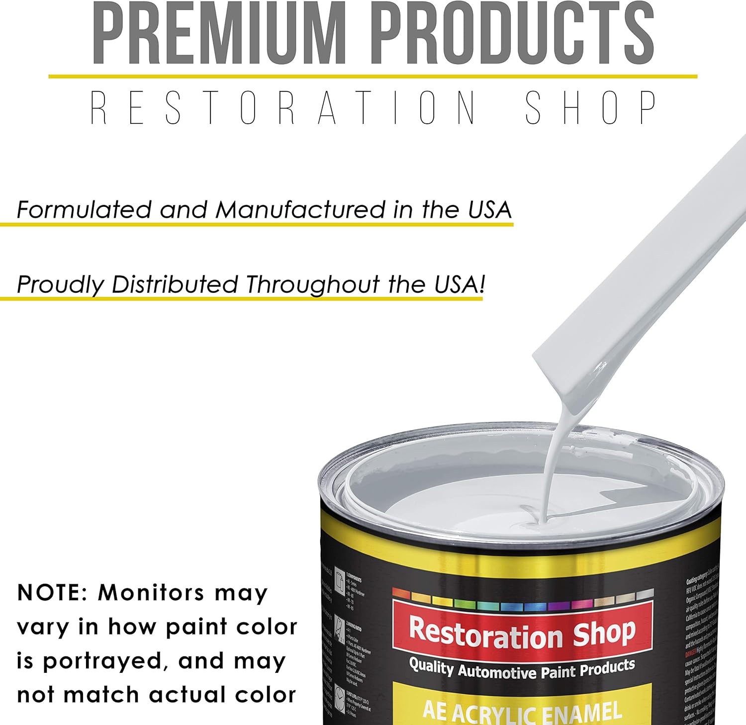 Restoration Shop - Winter White Acrylic Enamel Auto Paint - Quart Paint Color Only - Professional Single Stage High Gloss Automotive, Car, Truck, Equipment Coating, 2.8 VOC