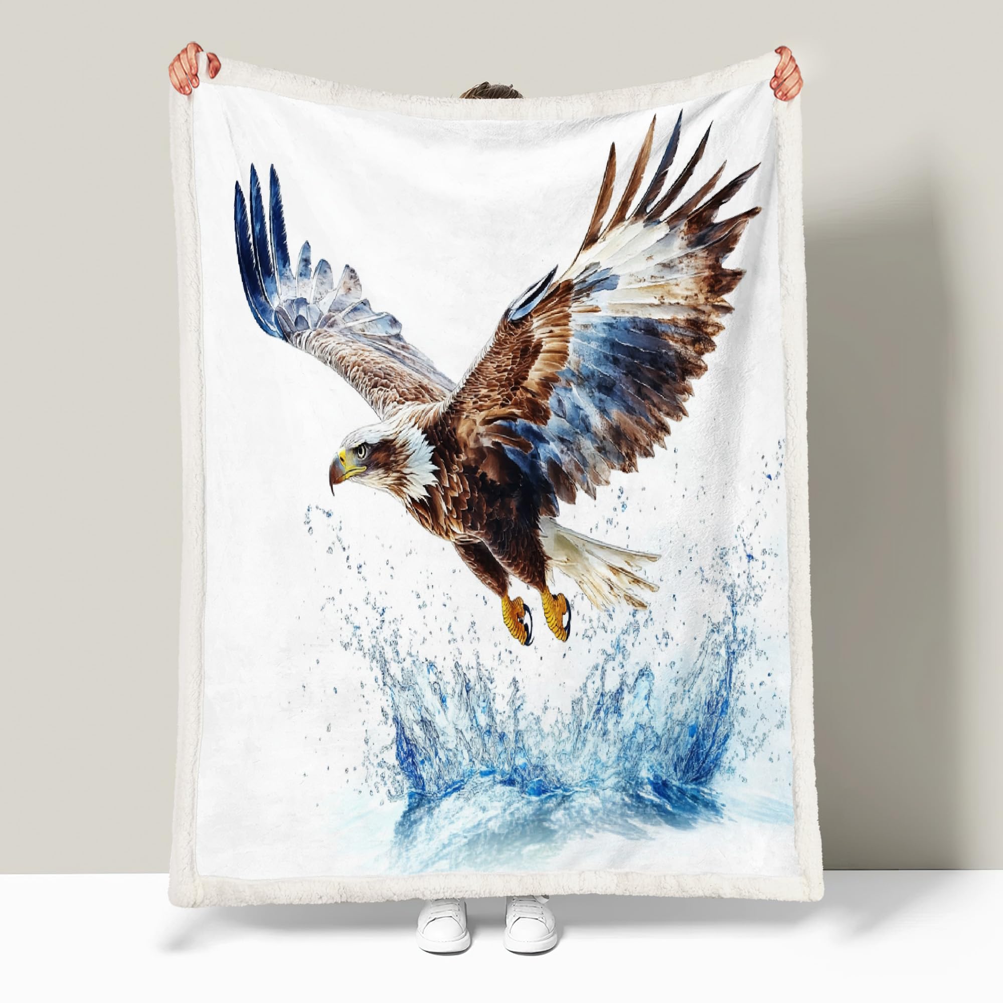 Générique Aigle Couverture Polaire Epaisse Hiver Adulte 3D Animal Plaid Canape Chaud Doux en Flanelle Jeté de Canapé pour Couvre lit 2 Personnes pour Fille Garcon 150x200 cm