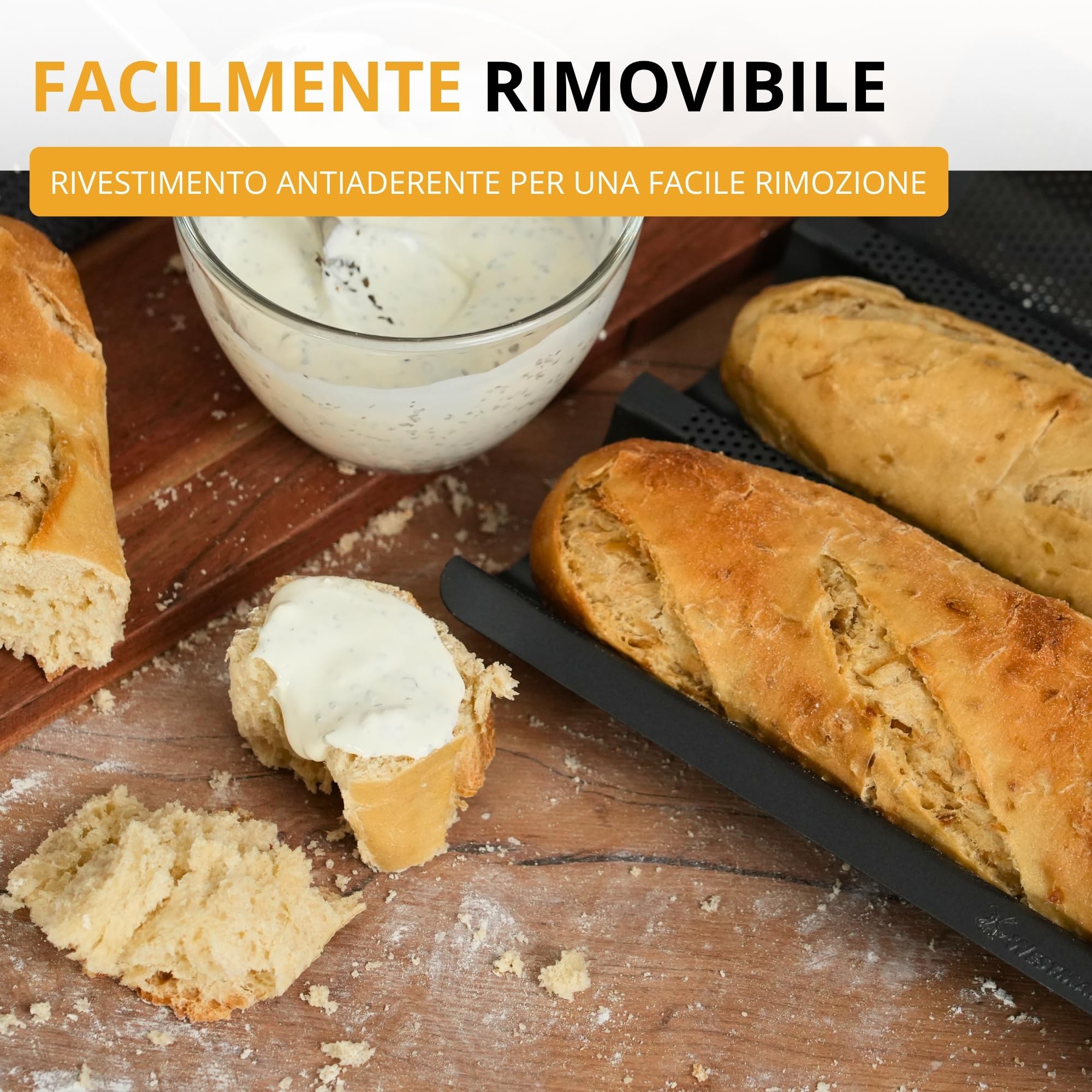 Westmark 32982260 - Stampo per baguette, 3 baguette, lunghezza 38,5 cm, in acciaio, antiaderente, Long, antracite, per 3 baguette LONG