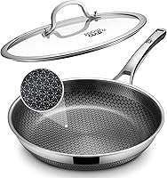 Yonida 12-Inch Hybrid Nonstick Frying Pan with Lid - Stainless Steel Skillet, Oven-Safe 500°F, Induction Compatible, PFOA-Free
