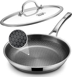 Yonida 12-Inch Hybrid Non-Stick Frying Pan with Lid - Stainless Steel Skillet, Oven-Safe 500°F, Induction Compatible, PFOA-Free