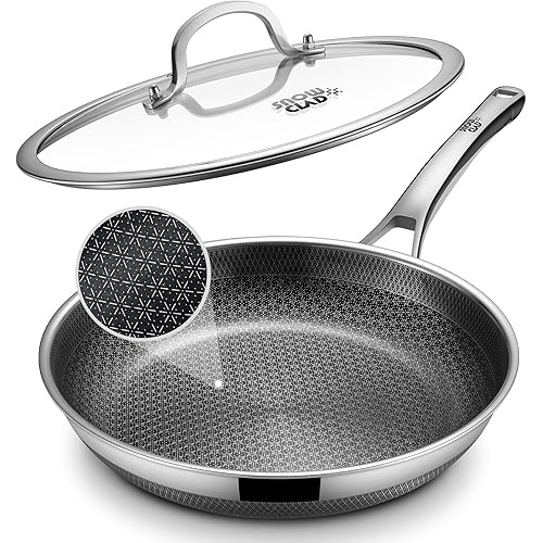 Non Stick Frying Pans, 12-inch with Lid, Hybrid Frying Pans Nonstick,non stick Skillets Stainless Steel, Dishwasher & Oven-Safe, Induction Compatible Cooking Pan, PFOA Free Cookware