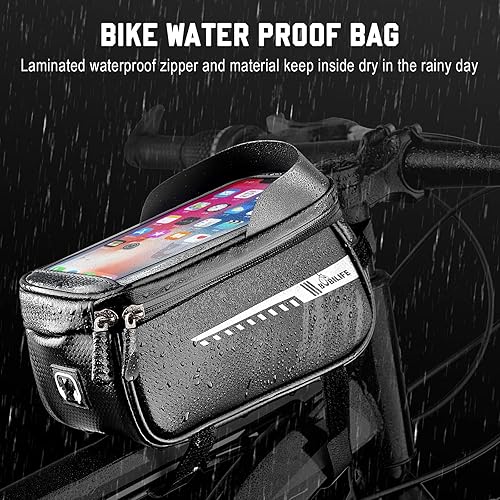 Miniatura 7 de Bolsa de soporte para teléfono con marco frontal para bicicleta, resistente al agua, para ciclismo, teléfono, GPS, compatible con teléfonos