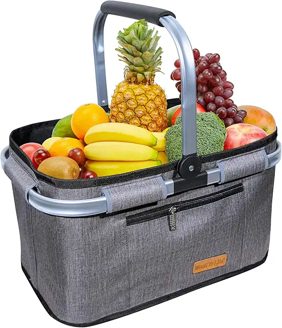 ABIUBIU 35L faltbarer Picknickkorb mit Aluminiumrahmen - stabil & praktisch