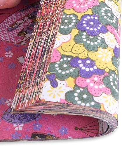 Miniatura 5 de Kit de papel de origami, 50 hojas de 6 pulgadas, cuadrados, de doble cara, 10 colores vívidos Sakura Washi Chiyo para manualidades a mano, papel