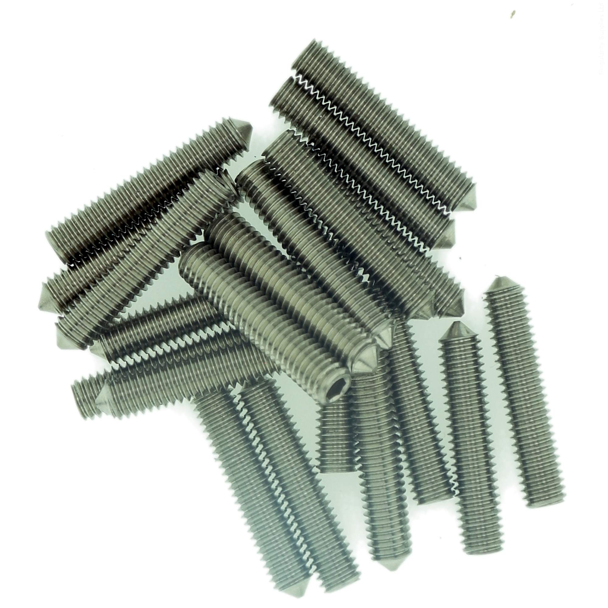 M5 (5mm x 10mm) Hex Socket Grub Screw (Cone Point) - Stainless Steel (A2) (Pack of 20)