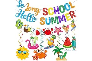 Last Day of School Banner for Schools Out for Summer Party Decorations