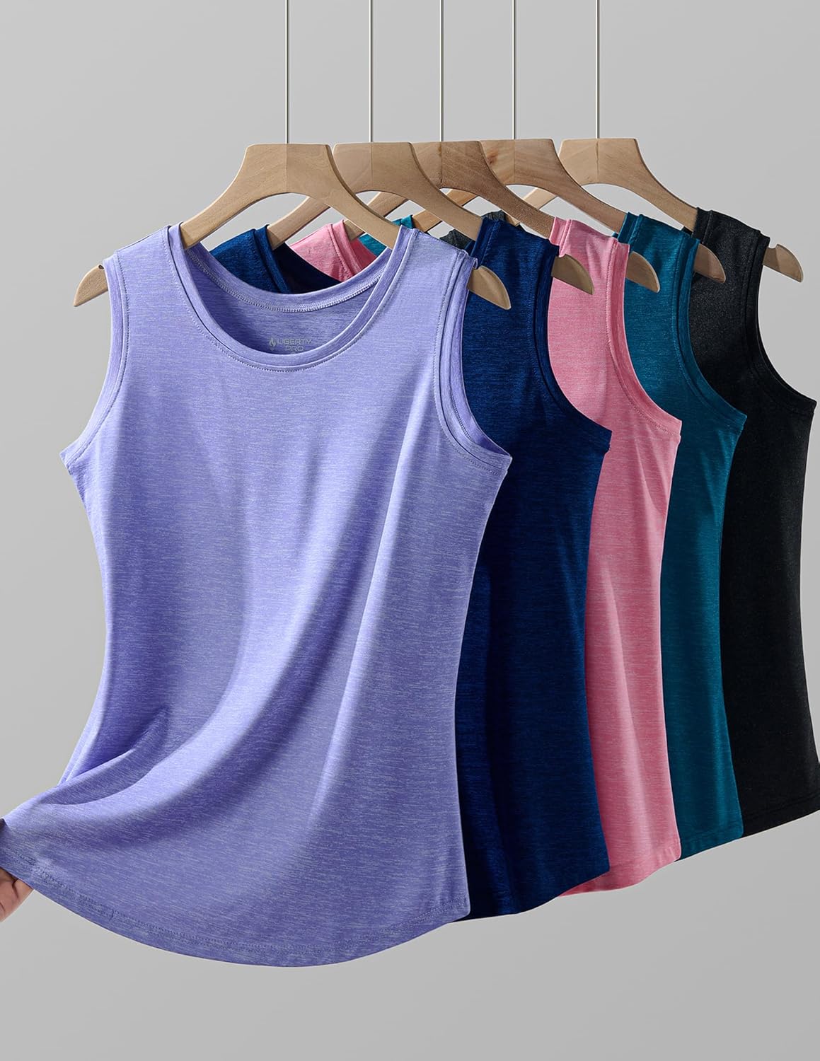 5 Pack Wide Straps Womens Workout Tank Tops, Athletic Sleeveless Shirts for Women, Ladies Exercise Tops for Yoga Tennis - Image 2