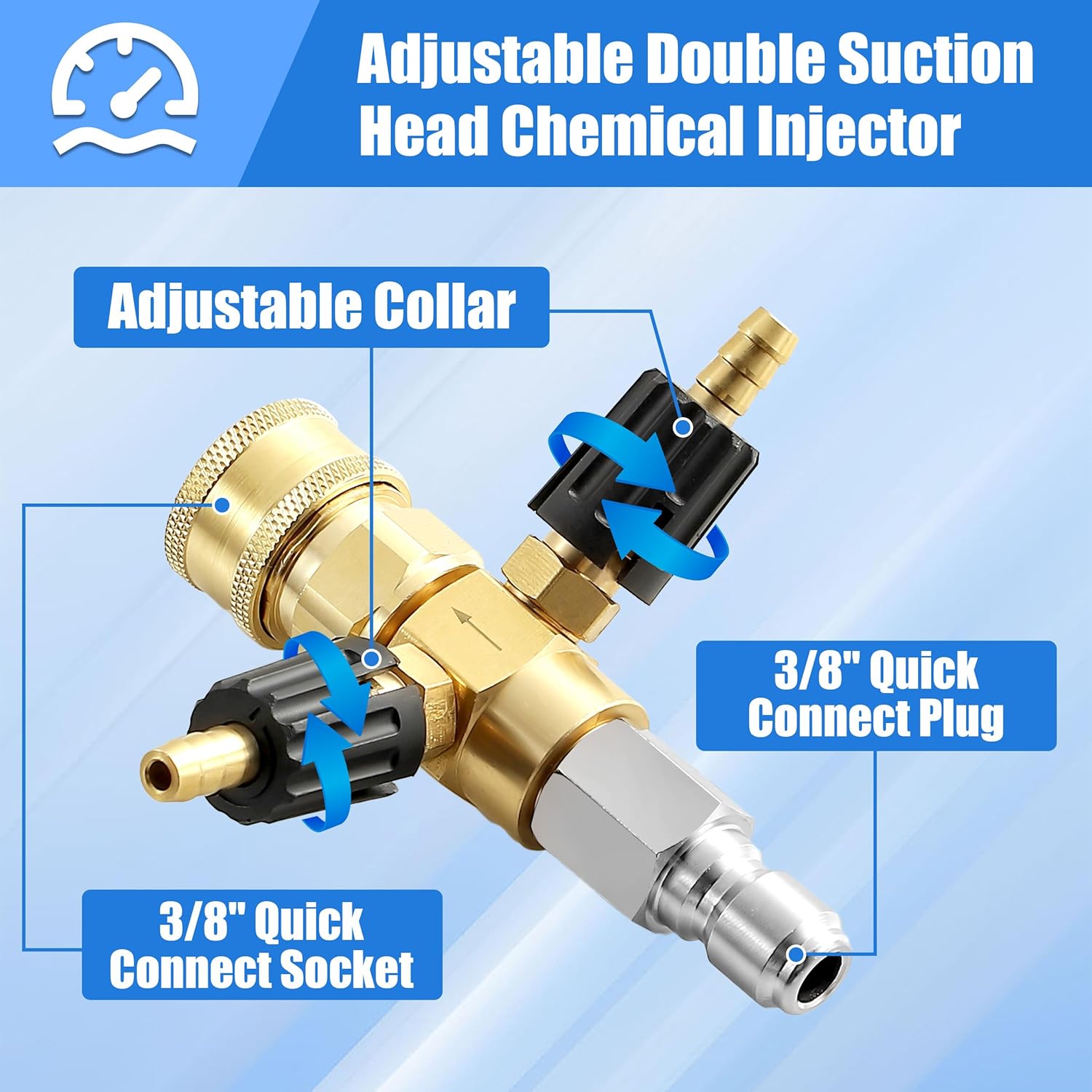 Pressure Washer Long Range Chemical Nozzle, Shooter Tip, Compatible with Ladder Saver for 1000 to 6000 PSI, Downstream Injector for Pressure Washer, Power Washer Adjustable Chemical Injector Kit
