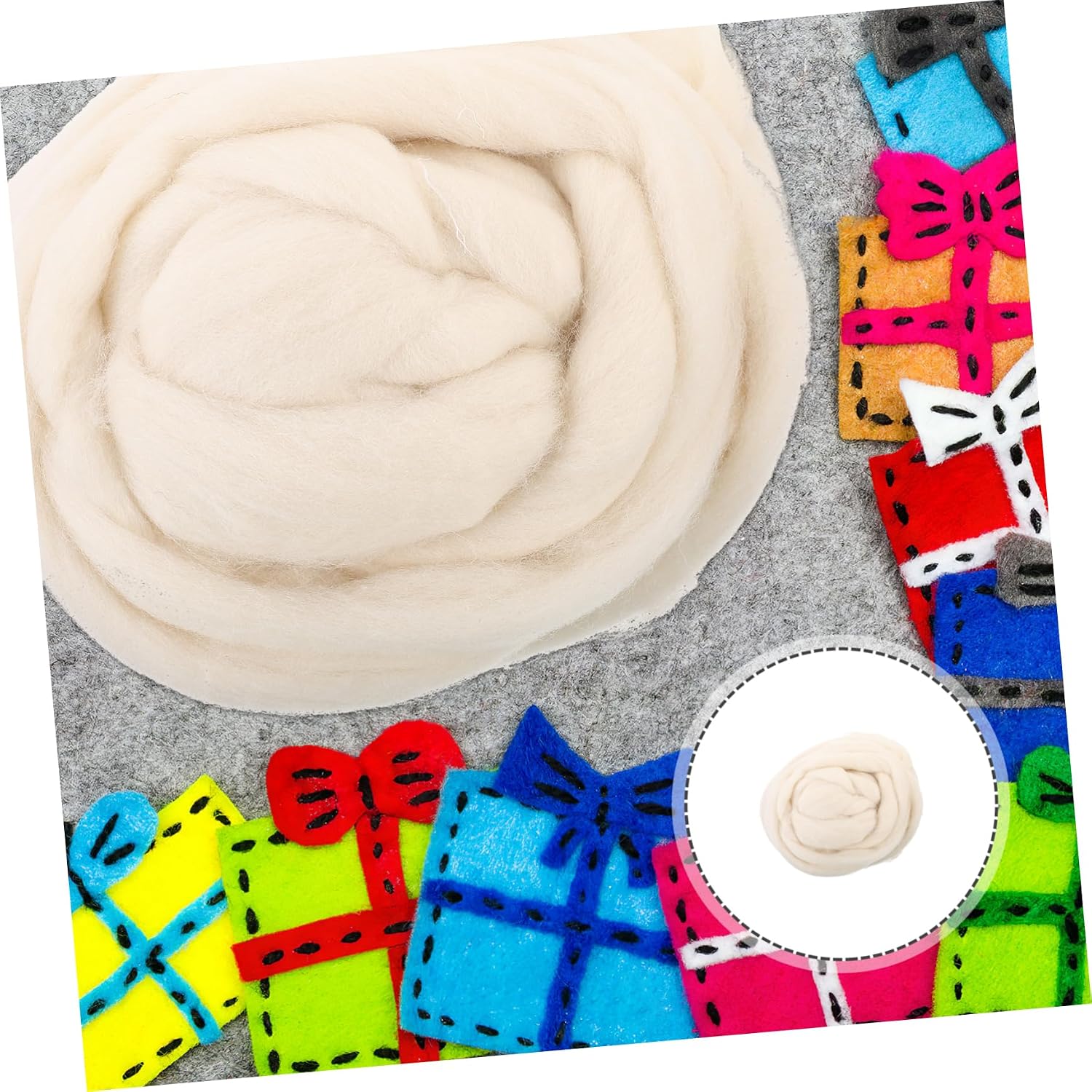 White Merino Wool Roving for Needle Felting, 200g Super Soft Fiber
