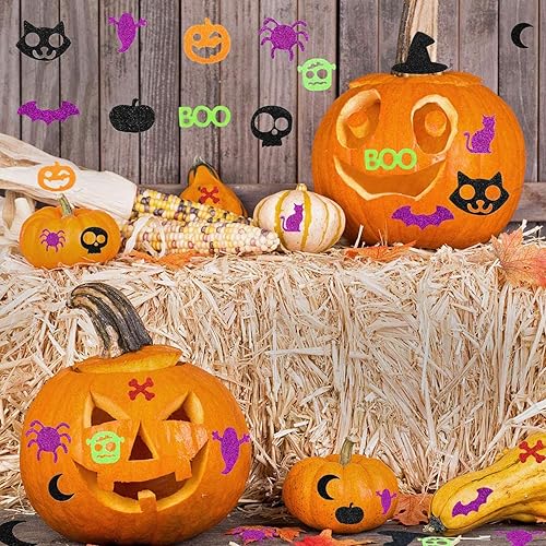 Miniatura 5 de Calcomanías de espuma de Halloween con purpurina, calcomanías de Halloween, calcomanías autoadhesivas brillantes con forma de fantasma de calabaza