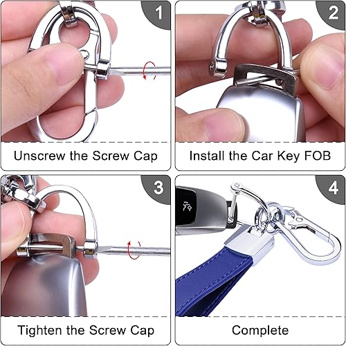 Miniatura 7 de Wisdompro Llavero de cuero genuino para automóvil, llavero para hombres y mujeres