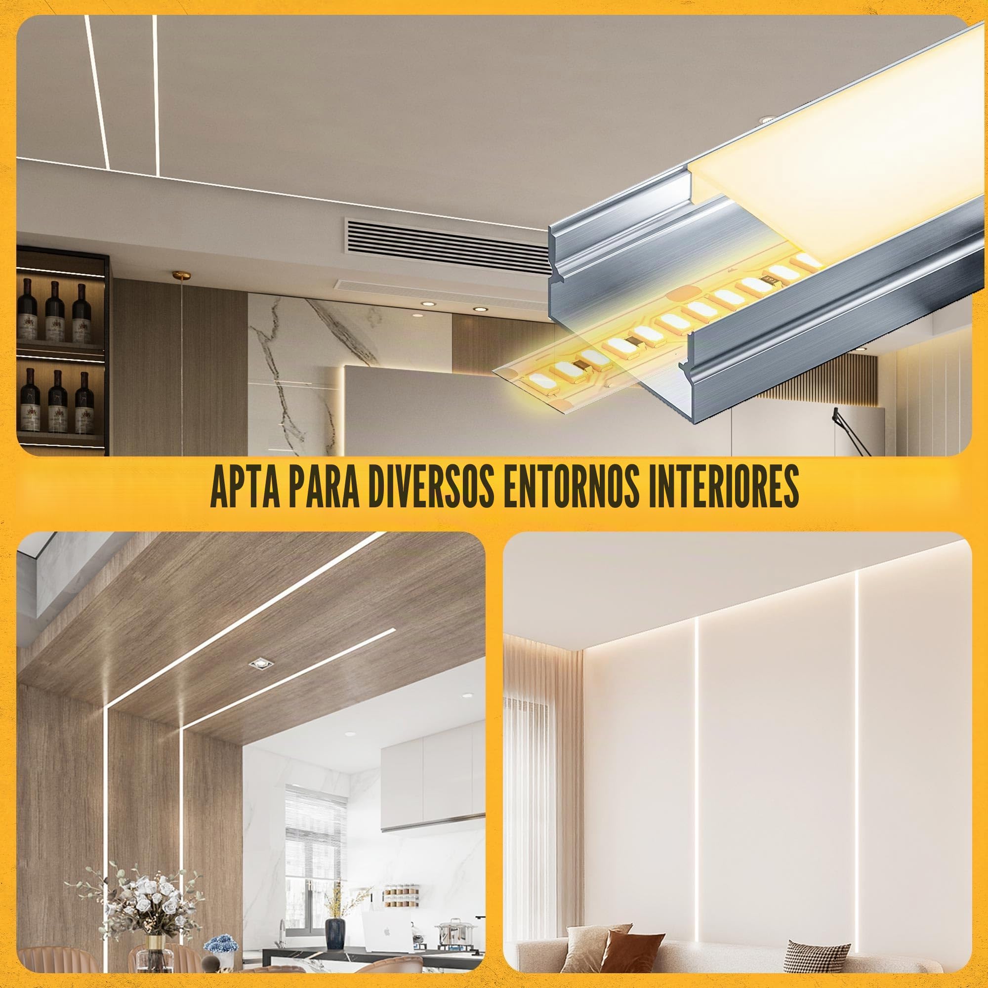 Perfil Aluminio Tira LED 2M 25 Piezas, Perfil Led Forma de U con Difusor led Blanco Leche, Canaleta led para Tiras de Hasta 17 mm, Tamaño 19.7 x 10 mm (25 * 2M(Total 50M))