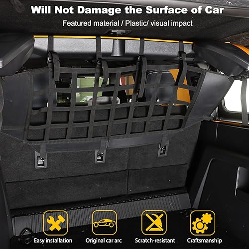 Miniatura 4 de Red de malla para tronco Bronco Red de carga para perro para Ford Bronco 2021 2022 2023 Accesorios de almacenamiento negros