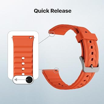 Ticwatch Pro 5 Smartwatch Band Replacement 24mm Width Silicone Watch Strap Quick Release Genuine Watch Band Only for Pro 5 Watch, Bonfire Orange