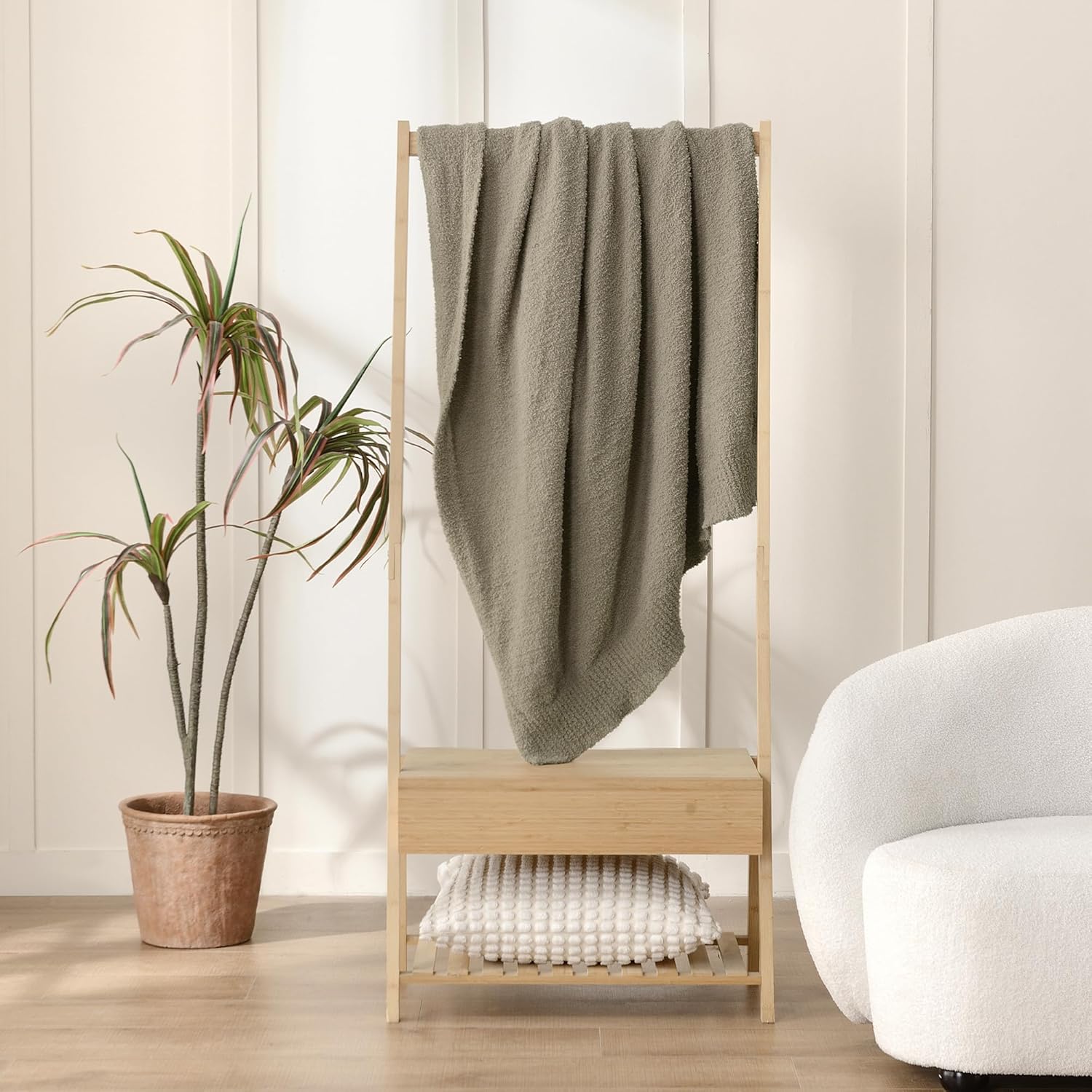 JOOJA Taupe Knit Throw Blanket Knitted Boucle Blankets Decorative Soft Fuzzy Throw Bed Blanket for Women Couch 50x60 Inches Taupe - Image 5