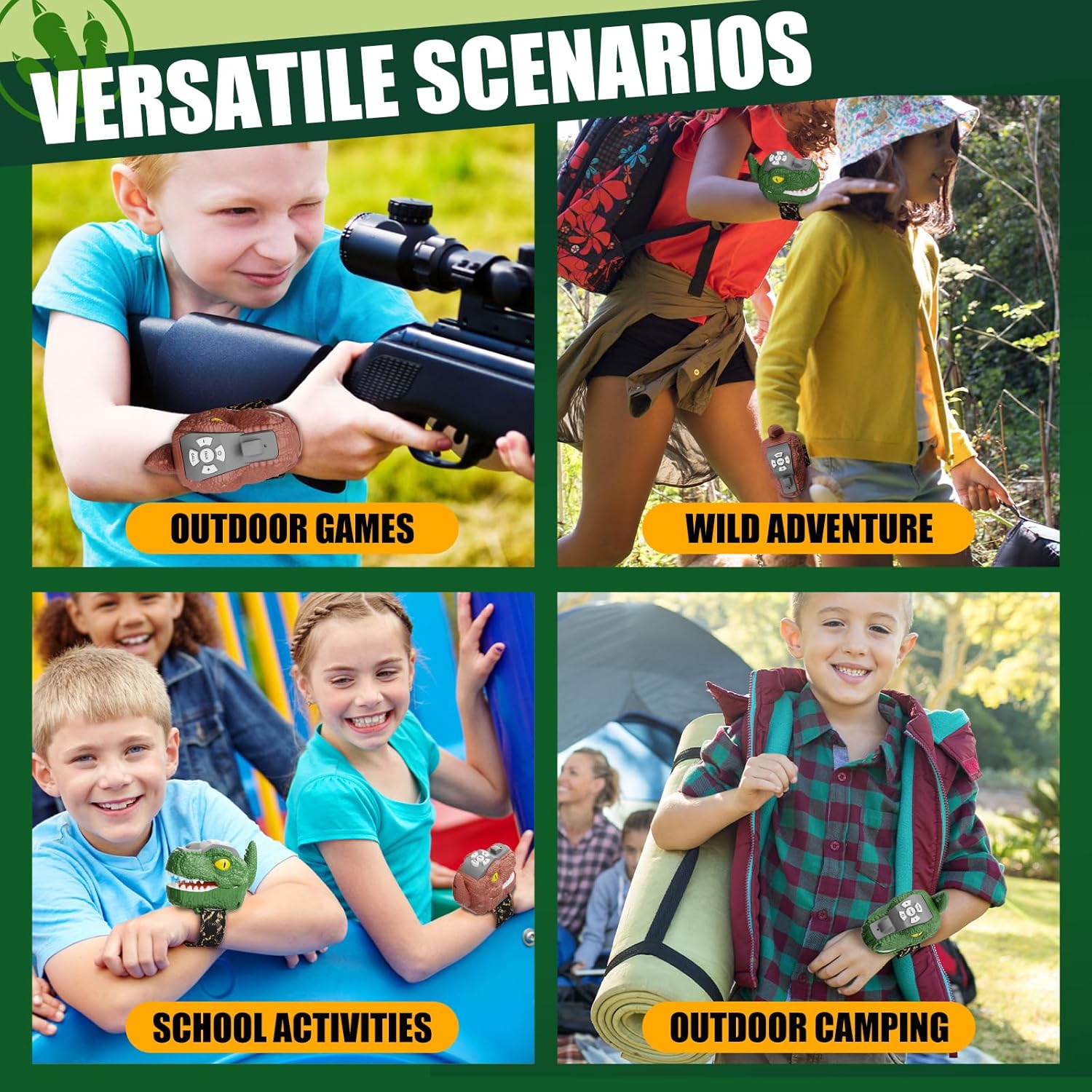 Dinosaur Walkie Talkies for Kids, Adjustable Volume, 500 Meters Range, Outdoor Adventure Toys for Boys & Girls 3-12 Years Old