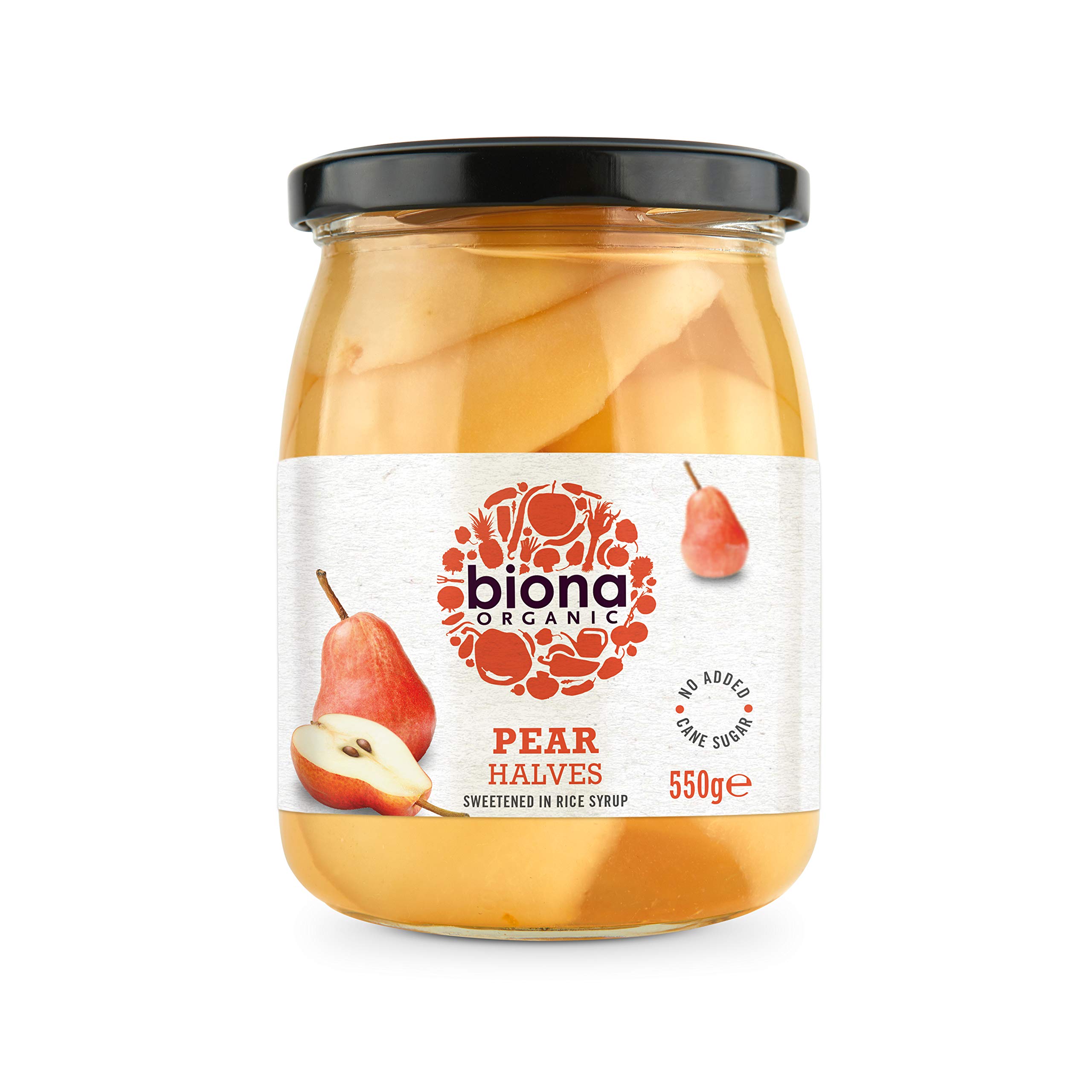 Biona Organic Pear Halves In Rice Syrup, 550g