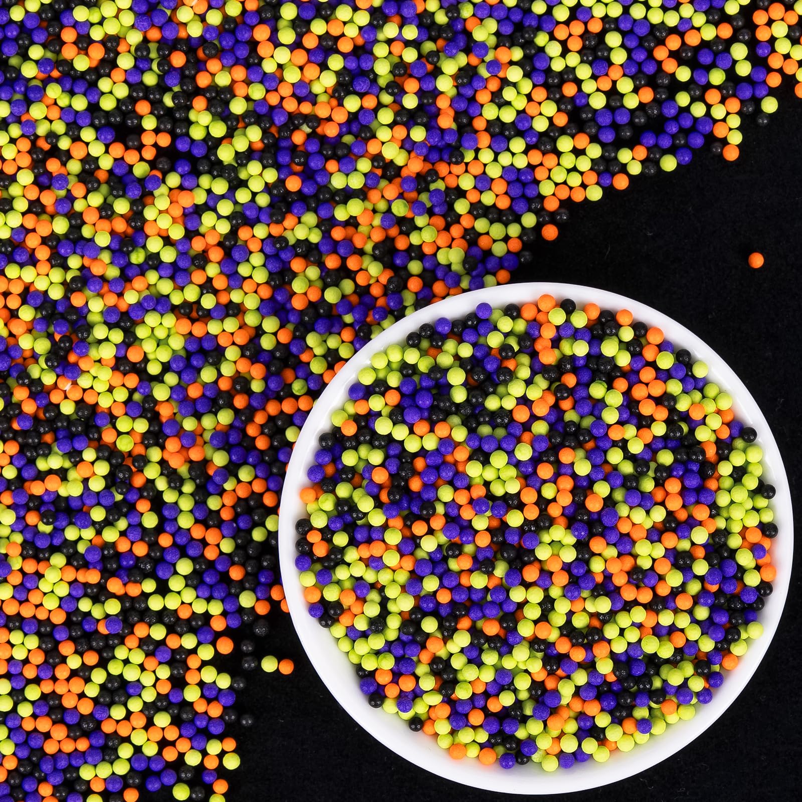 Halloween Edible Pearl Sprinkles,Nonpareils Purple Black Green and Orange Mix,Cute Pearls Cake Candy,Mini Sugar Sprinkles for Decorations Baking,Cake Ice Cream Cookies Cupcake Toppe Chocolate,Birthday Halloween Christmas Supplie 130g/4.58oz