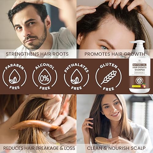 Miniatura 5 de Beadlamey  Champú Activador de Raíces con Aceite de Batana para el Crecimiento del Cabello Champú Natural para la Pérdida del Cabello y