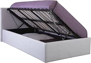 GFW MADRID OTTOMAN BED LIMED OAK FABRIC HEADBOARD NATURAL £379 | Beds