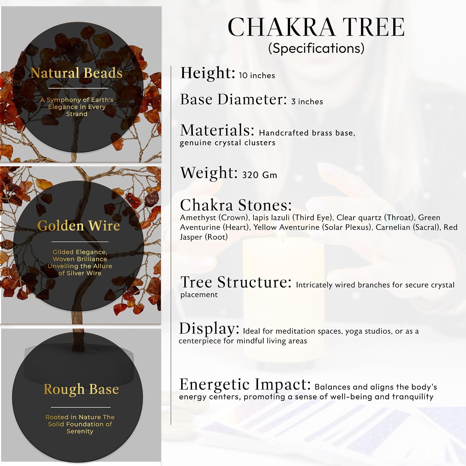 YATSKIA Carnelian Crystal Tree of Life, Crystal Gifts for Women, Crystals and Gemstones, Decorative Home Accessories, Gemstone Tree Room Decor, Bookshelf Decor, Housewarming Gifts (Size: 10 Inch) image 5