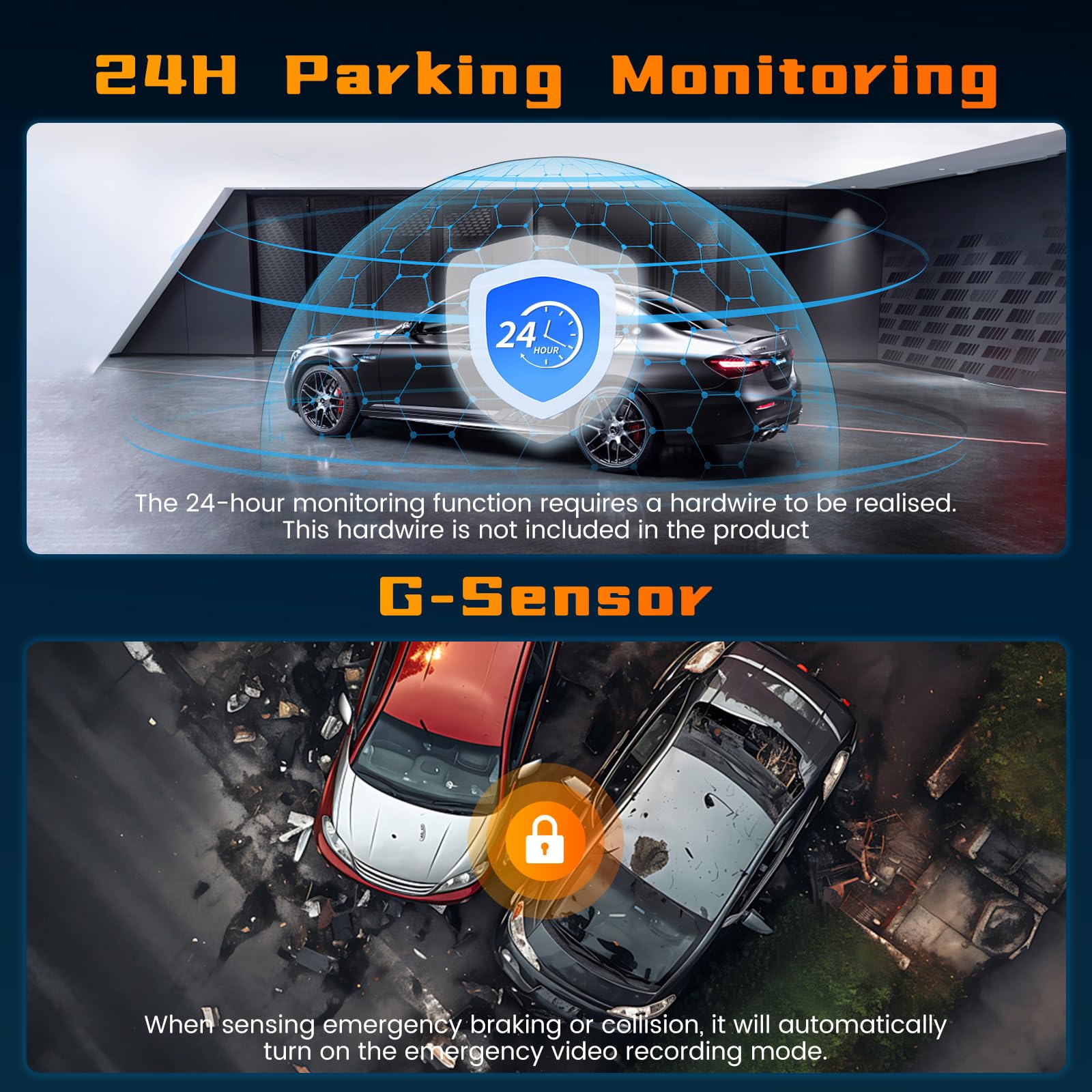 Hikity 4 Canaux Dash Cam, DashCam à 360 degrés FHD 1080P*4 Avant Arrière Intérieur Enregistrement en Boucle Gauche et Droite, DVR, G-Sensor, Surveillance du Stationnement, avec Carte SD de 64 Go