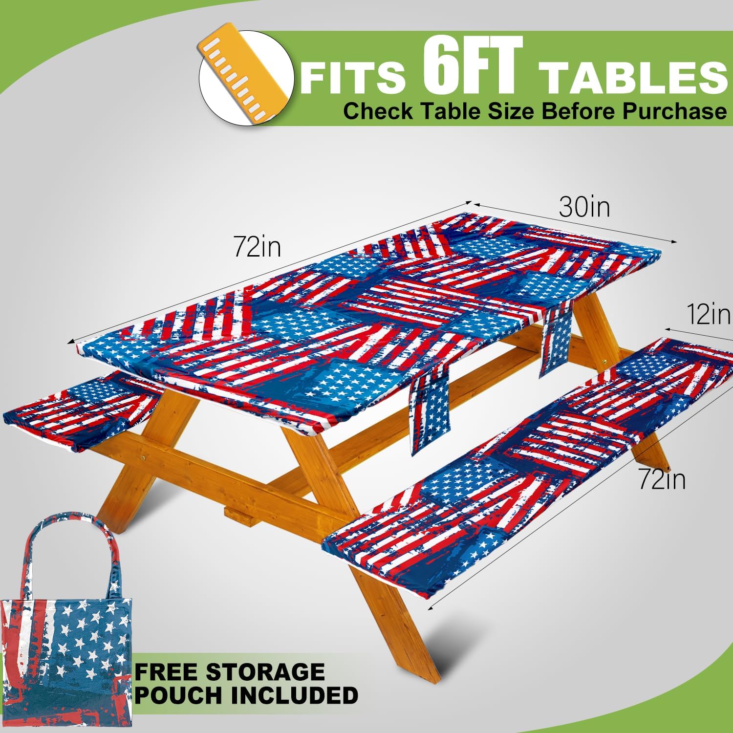 Picnic Table Cover with Bench Covers Table Cloth Tablecloth Summer Outdoor Rv Patio Tent Camping Glamping Campsite Camper Essentials Accessories Items Gear Gadgets Stuff Necessities Supplies Must Have image 2