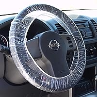 CarBowz Disposable Steering Wheel Covers - Clear Plastic Universal Protectors Pack of 100 for Auto Shops