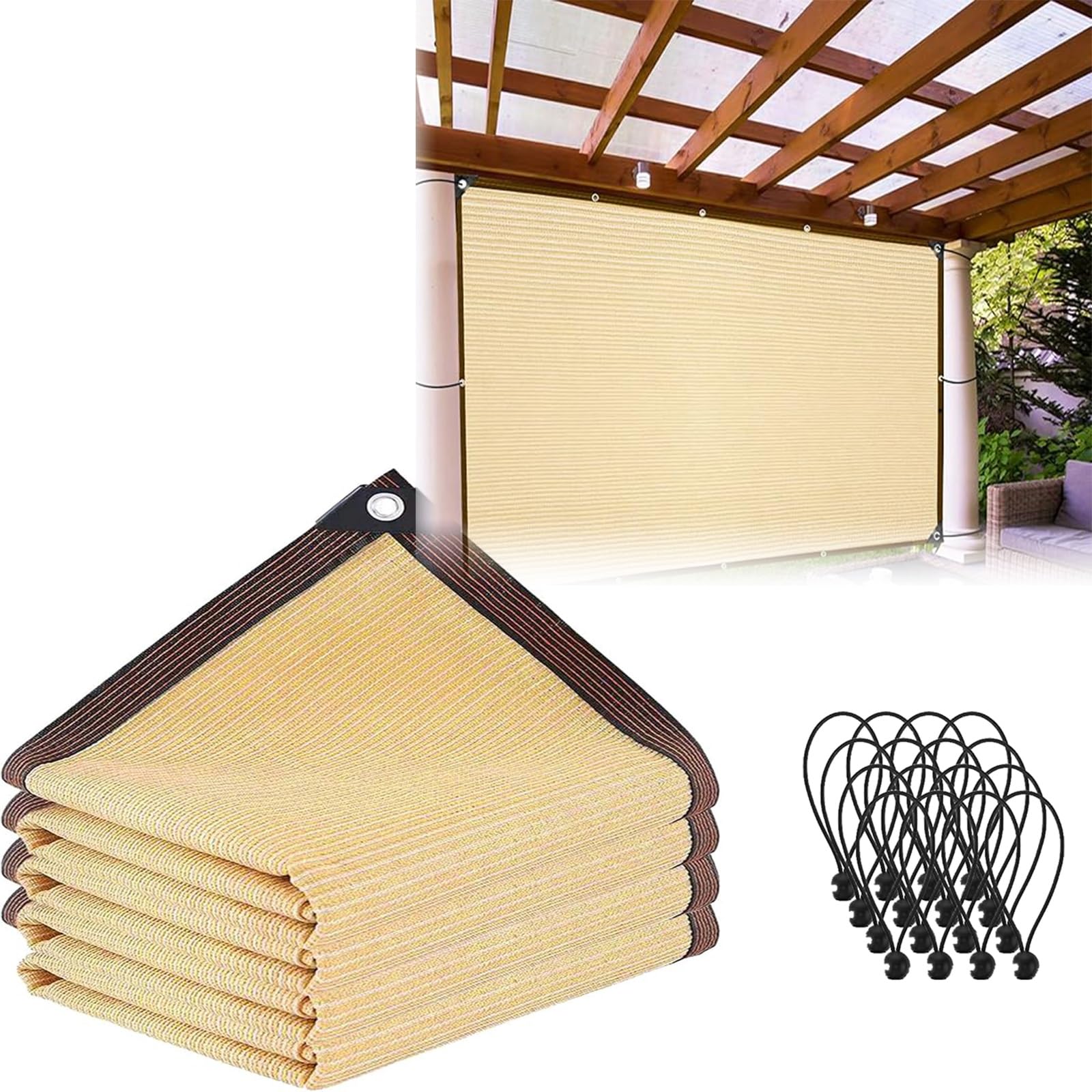 Toile d'ombrage extérieure 5x7 m rectangulaire voile de protection solaire beige patio