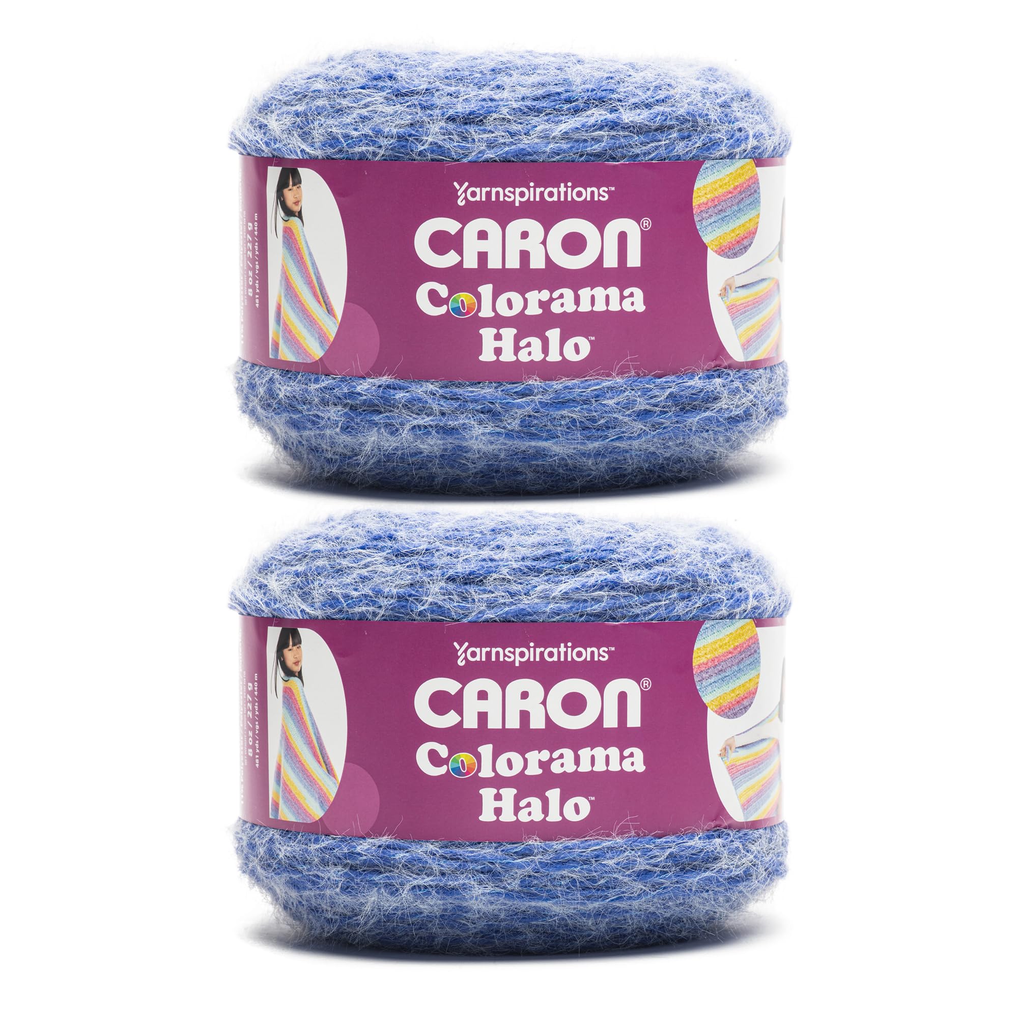 Hilos Caron Colorama Halo Striped pack de 2 para tejer suaves prendas de punto azul intenso