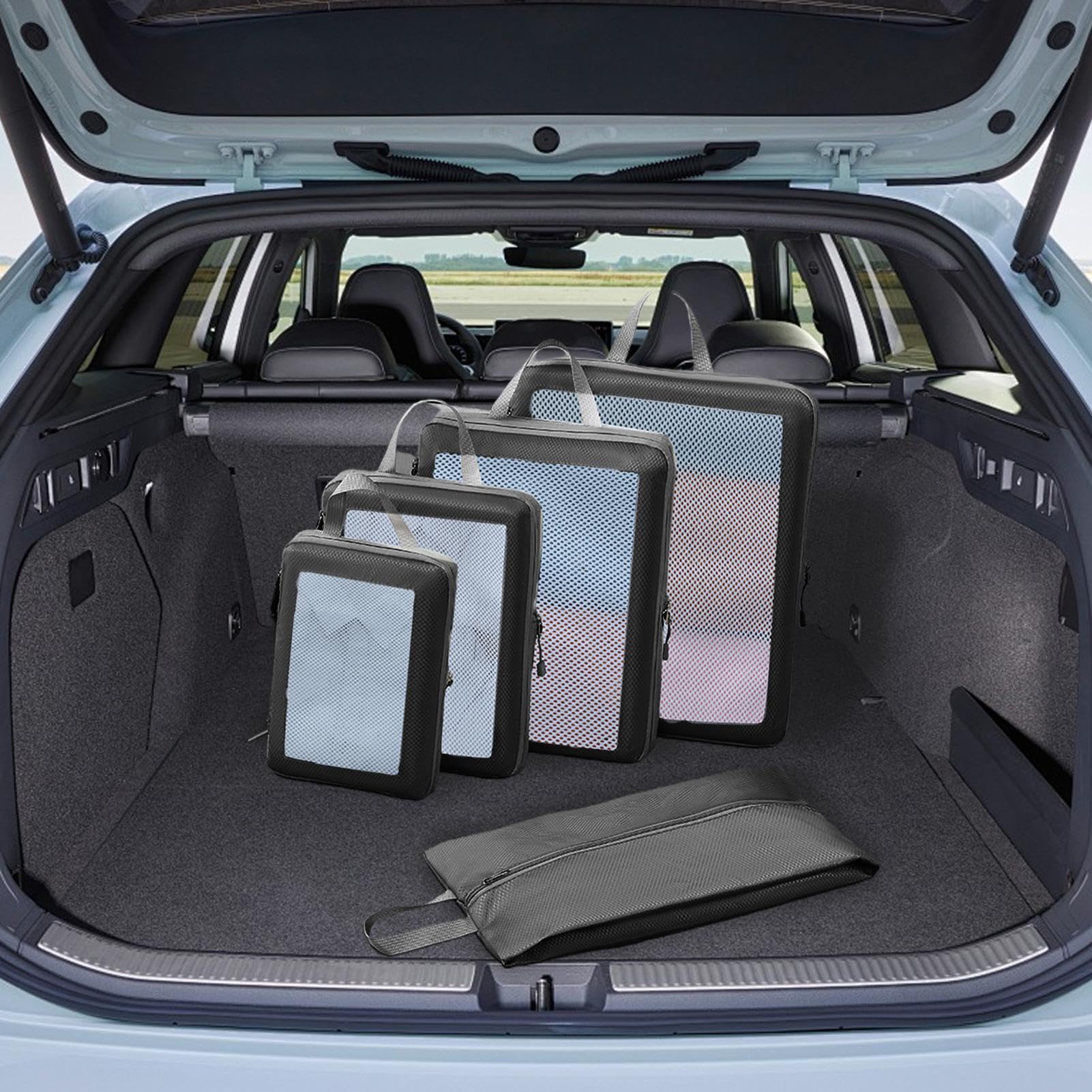 Borse per valigia, borsa a compressione a mano, set di 8 sacchetti a compressione impermeabili per il viaggio, contenitore per abiti con chiusura lampo e manico per dormitori, da | compressione impermeabili per il viaggio, contenitore per abiti con chiusu