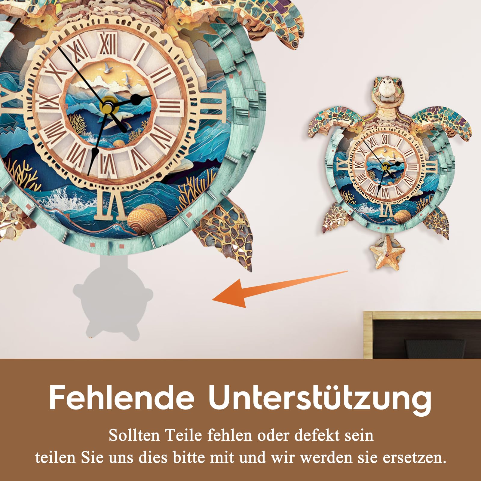 3D Holzpuzzle Erwachsene, Schildkröte Uhr 3D Puzzles Mit funktionaler Uhr (26,2cm*30,4cm), Schreibtisch/Wand Wohndeko, Geschenke für Freunde/Familien Spieleabend