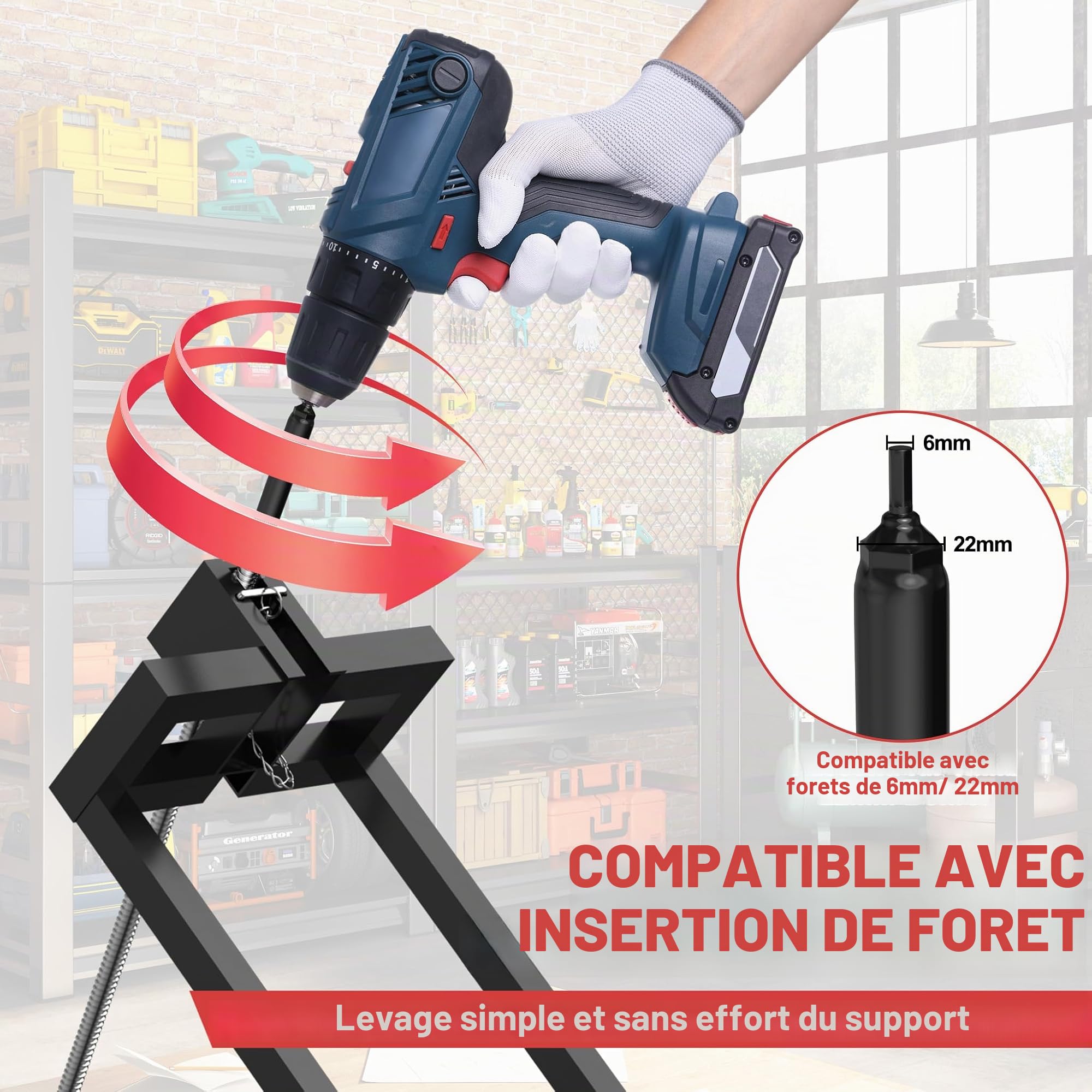 Aufun Cric pour tracteur à gazon, noir | Dispositif de levage télescopique pour tondeuse, tracteur, 400 kg, inclinaison réglable +45°