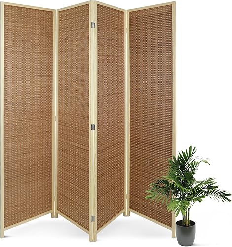 ECOMEX Divisor de habitación de 4 paneles de tejido de 5.9 pies de alto, divisores de habitación y pantallas de privacidad plegables, separadores de