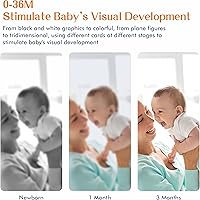 Vista 4 de 50 páginas de tarjetas de estimulación visual, 25 tarjetas de estímulo visual para bebés en blanco y negro, juego de tarjetas de desarrollo