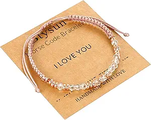 Btysun Morse Code Bracelets for Women Christmas Gift Stocking Stuffers for Teens Pink Braided Bracelets Inspirational Best Friend Birthday Gifts for Her High School Graduation Gifts for Her 2025 Mom Bracelet Jewelry